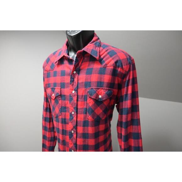 Wrangler Western Flannel Pearl Snaps Plaid Cowboy Shirt Long Sleeve Mens XLT - Picture 3 of 8